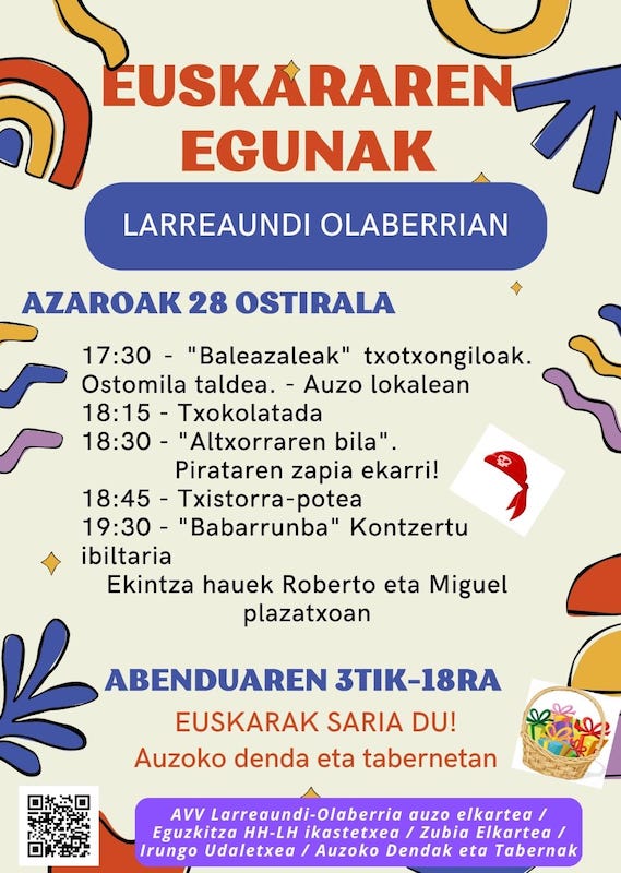 Euskararen eguneko egitaraua. Larreaundi-Olaberriako auzo elkartea